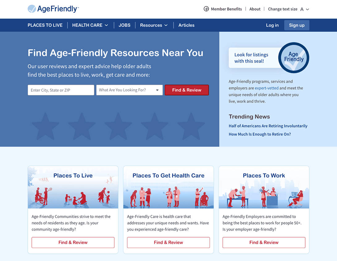 AgeFriendly website - resources for older adults.